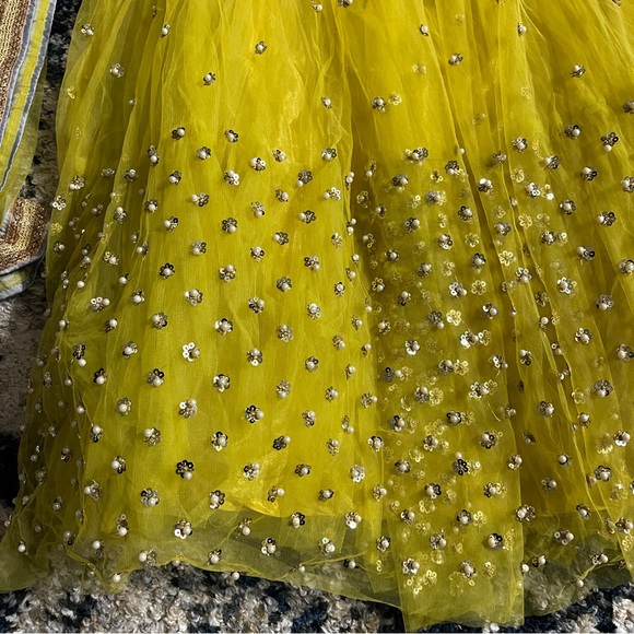 Yellow and Grey Lehenga - Picture 2 of 6